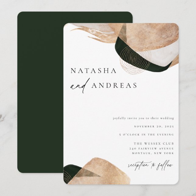 Contemporary Chic Abstract Wedding Invitation (Front/Back)