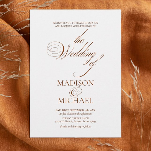 Contemporary Chic Boho Brown Fall Wedding Invitation (Creator Uploaded)