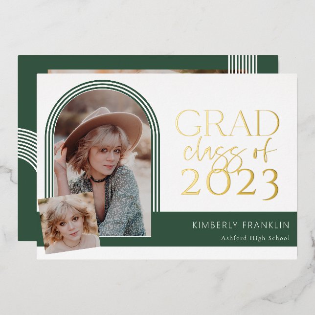 Contemporary Chic Graduation Foil Invitation (Front/Back)