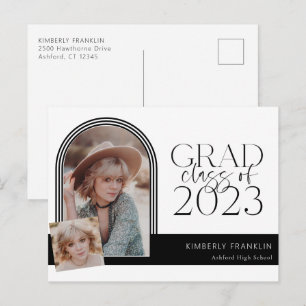 Contemporary Chic Graduation Photo Announcement Postcard