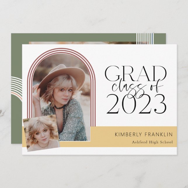 Contemporary Chic Graduation Photo Invitation (Front/Back)
