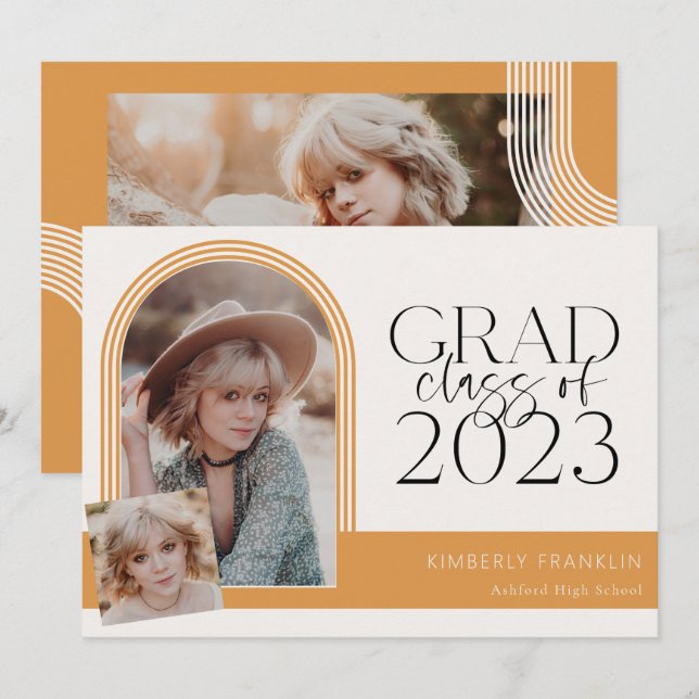 Contemporary Chic Graduation Photo Invitation (Front/Back)