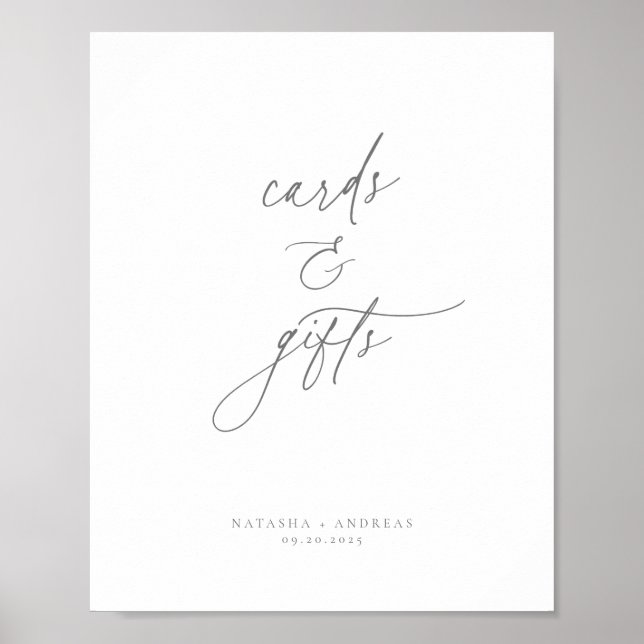 Contemporary Chic Grey Minimalist Cards Gifts Poster (Front)