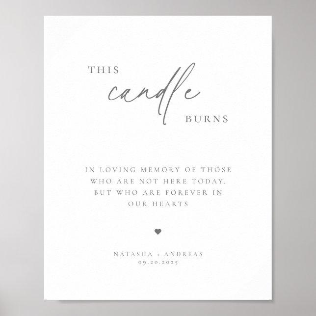 Contemporary Chic Grey Minimalist Memorial Poster (Front)