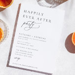 Contemporary Chic Happily Ever After Party Invitation<br><div class="desc">Contemporary Chic Minimalist,  Happily Ever After Party Invitation. Black colour typography with white colour background on front and matching black colour backing.</div>