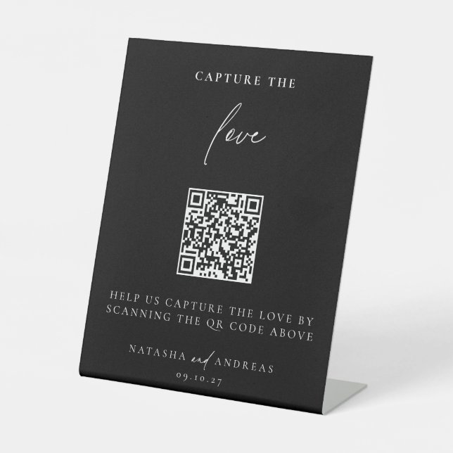 Contemporary Chic Minimalist Capture The Love Pedestal Sign (Front)