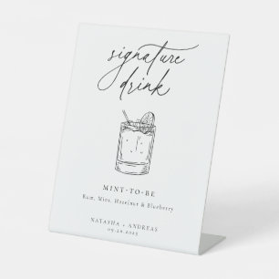 Contemporary Chic Minimalist Signature Drink Pedestal Sign