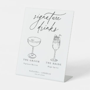 Contemporary Chic Minimalist Signature Drinks Pedestal Sign