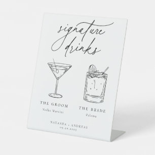 Contemporary Chic Minimalist Signature Drinks Pedestal Sign