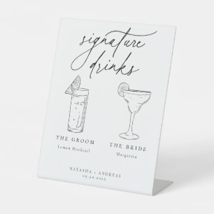Contemporary Chic Minimalist Signature Drinks Pedestal Sign