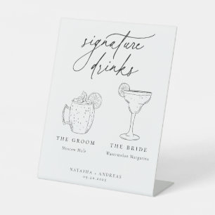 Contemporary Chic Minimalist Signature Drinks Pedestal Sign
