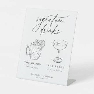 Contemporary Chic Minimalist Signature Drinks Pedestal Sign