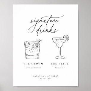 Contemporary Chic Minimalist Signature Drinks Poster