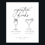 Contemporary Chic Minimalist Signature Drinks Poster<br><div class="desc">Contemporary Chic minimalist signature drinks,  wedding sign poster.</div>