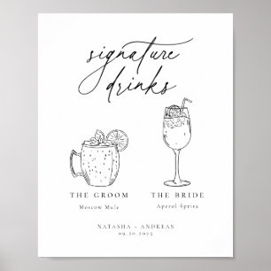 Contemporary Chic Minimalist Signature Drinks Poster