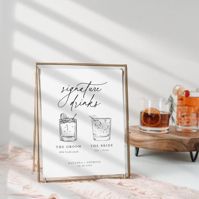 Contemporary Chic Minimalist Signature Drinks Poster (Creator Uploaded)
