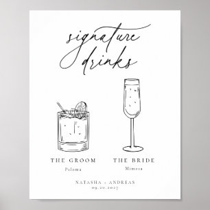 Contemporary Chic Minimalist Signature Drinks Poster