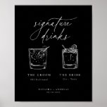 Contemporary Chic Minimalist Signature Drinks Poster<br><div class="desc">Contemporary Chic minimalist signature drinks,  wedding sign poster.</div>