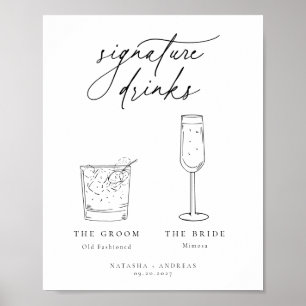 Contemporary Chic Minimalist Signature Drinks Poster