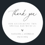 Contemporary Chic Minimalist Wedding Thank You Classic Round Sticker<br><div class="desc">Contemporary Chic Minimalist,  wedding thank you favour stickers.</div>