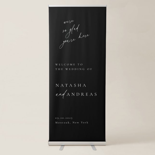 Contemporary Chic Minimalist Wedding Welcome Retractable Banner (Front)