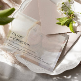 Contemporary Chic Script Horizontal Photo Wedding Invitation