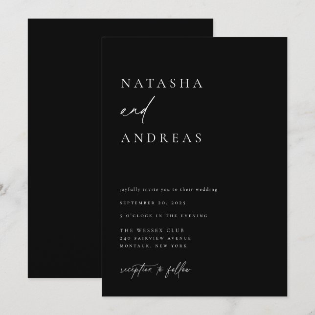 Contemporary Chic Wedding Invitation (Front/Back)