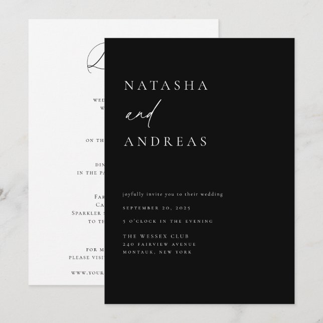 Contemporary Chic Wedding Invitation (Front/Back)