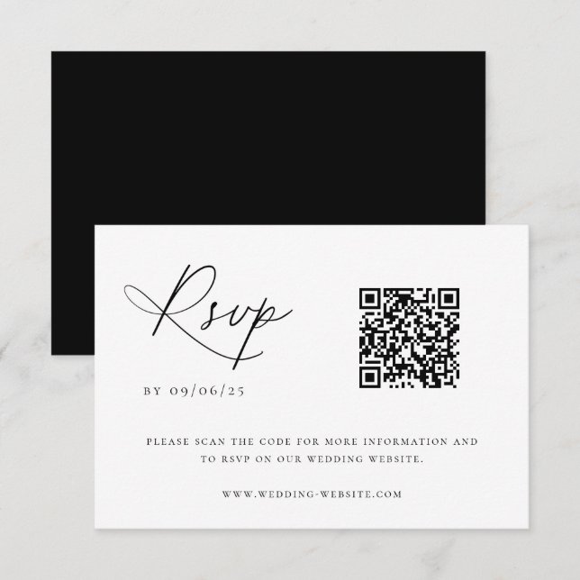Contemporary Chic Wedding QR Code RSVP Card (Front/Back)