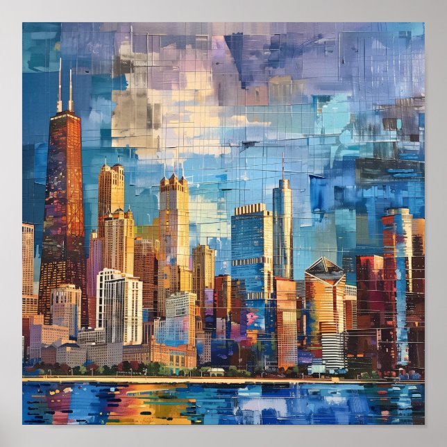Contemporary Chicago Skyline Art Print  (Front)