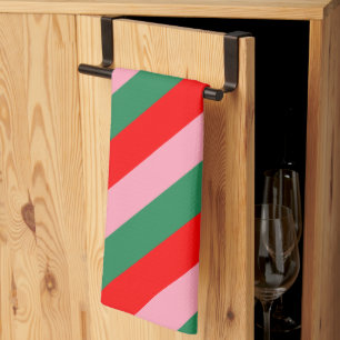 Contemporary Christmas Candy Stripes Tea Towel