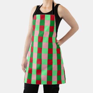 Contemporary Christmas Chequerboard Pattern Apron