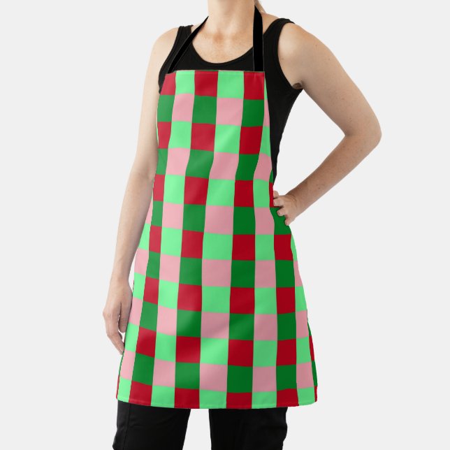 Contemporary Christmas Chequerboard Pattern  Apron (Insitu)