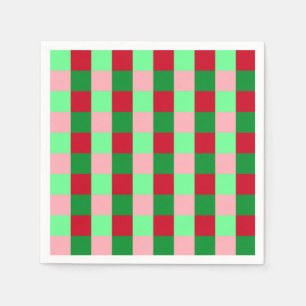 Contemporary Christmas Chequerboard Pattern Napkin