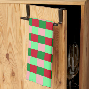 Contemporary Christmas Chequerboard Pattern Tea Towel
