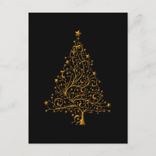 Contemporary Christmas Golden Tree Christmas Holiday Postcard (Front)
