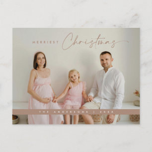 Contemporary Christmas Greeting, Family Photo Postcard