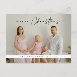 Contemporary Christmas Greeting, Family Photo Postcard
