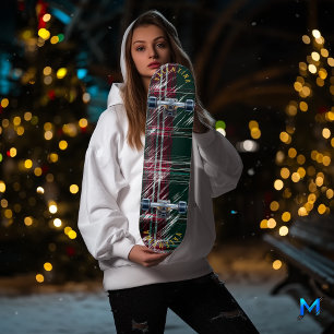 Contemporary Christmas Plaid Skateboard Deck