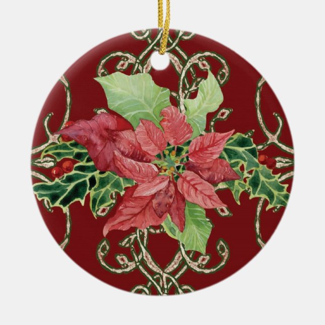 Contemporary Christmas Poinsettia Ornament (Front)