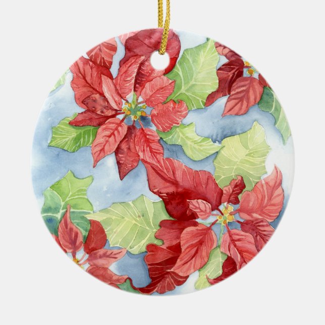 Contemporary Christmas Poinsettia Ornament (Front)