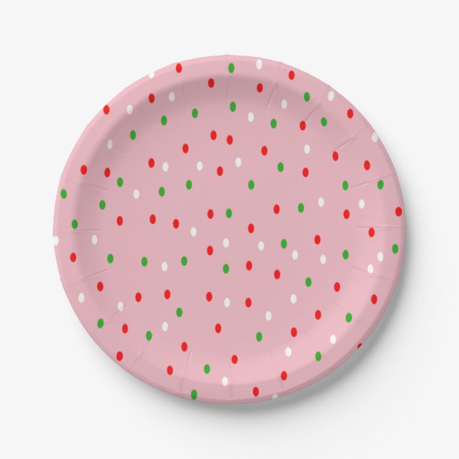 Contemporary Christmas Polka Dots  Paper Plate (Front)