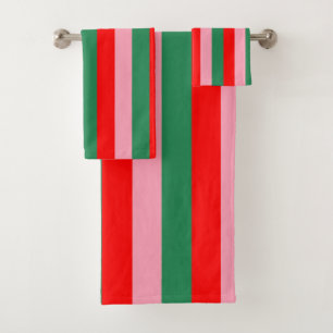 Contemporary Christmas Stripes Bath Towel Set
