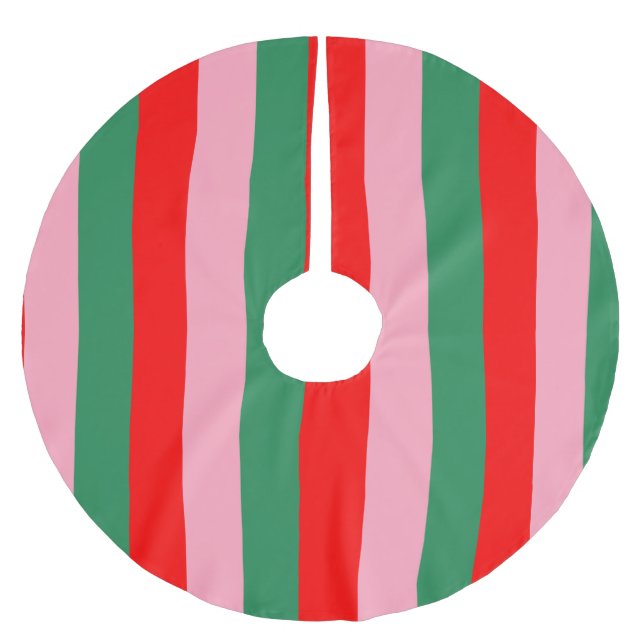 Contemporary Christmas Stripes  Brushed Polyester Tree Skirt (Front)