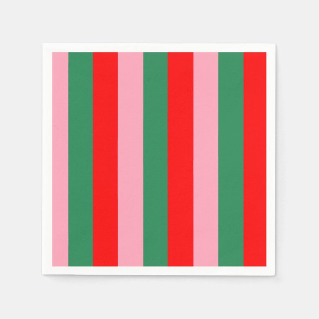 Contemporary Christmas Stripes  Napkin (Front)