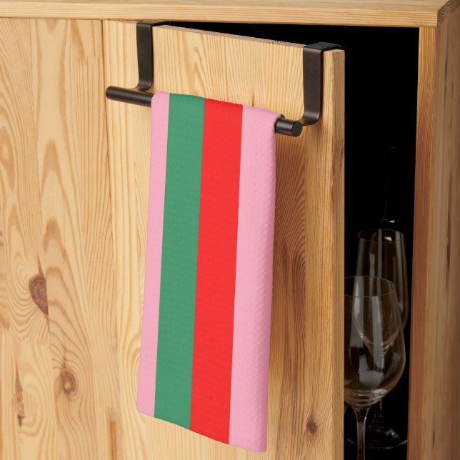 Contemporary Christmas Stripes  Tea Towel (Thirds Fold)