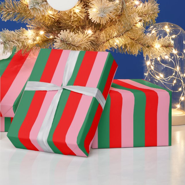 Contemporary Christmas Stripes  Wrapping Paper (Holidays)