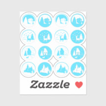 Contemporary Christmas Winter Scene Set Ice Blue