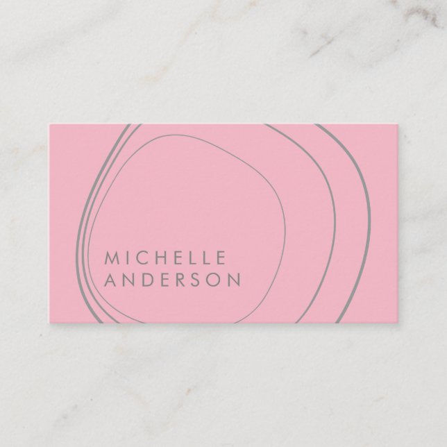 Contemporary Circular Pattern Black Pink Business Card (Front)