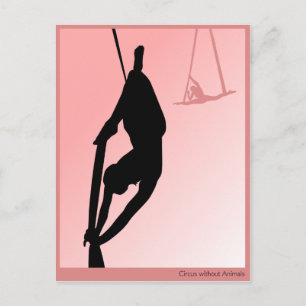 Contemporary circus, two girl silhouette postcard